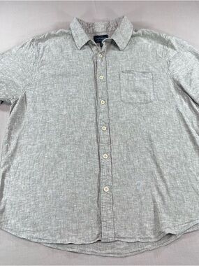 Lucky Brand Men’s L Kahaki Gray Linen Short Sleeve Button Down Shirt Casual